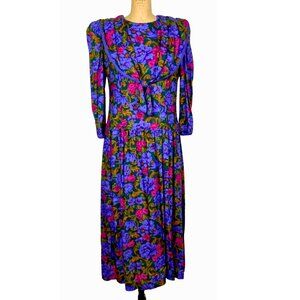 Vintage romantic 1980s floral print dress by Lanz Originals- size med - large